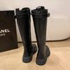 Mode Damen Kampfstiefel Weibliche Hohe Plateau Gothic Schuhe Schwarze Lederstiefel Schnürstiefel Damen Kniehohe Stiefel