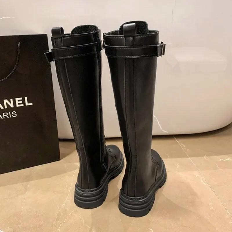 Mode Damen Kampfstiefel Weibliche Hohe Plateau Gothic Schuhe Schwarze Lederstiefel Schnürstiefel Damen Kniehohe Stiefel