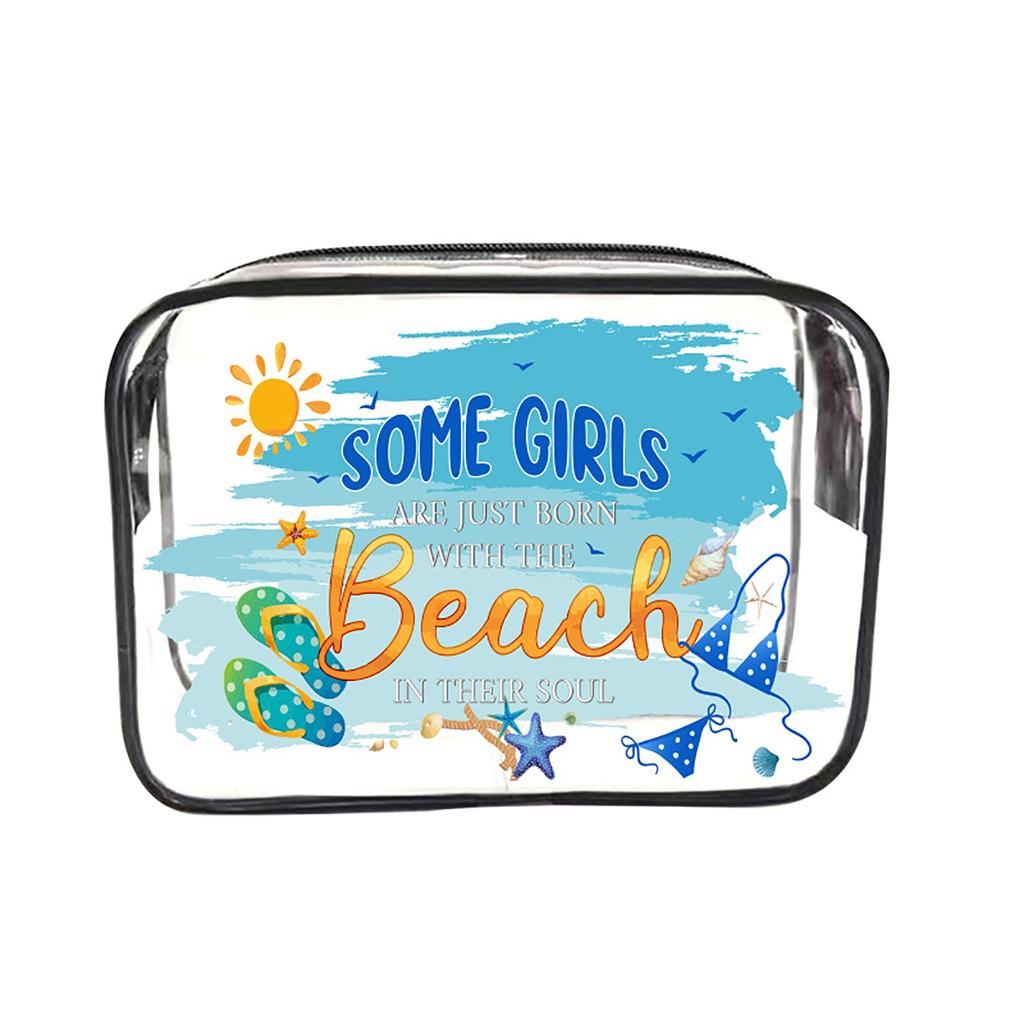 Transparent PVC Material Portable Printed Makeup Bag