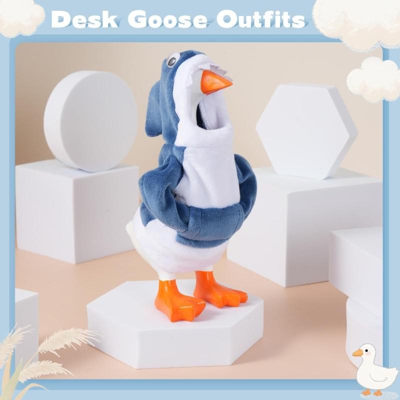 Geese Costume Ornament 7Inch Desk Geese Statue Outfits Light Weight Washable for Office Tabletop and Home Decoration