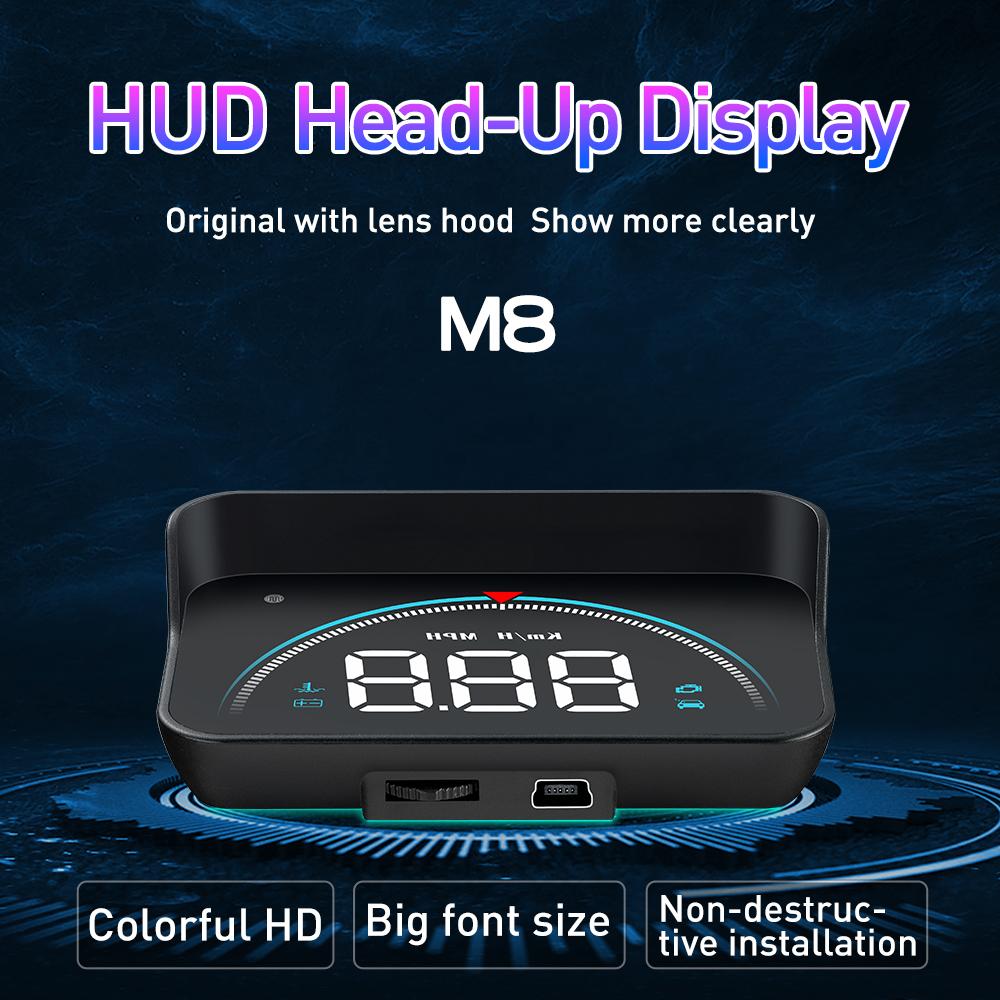 M8 For HUD OBD Car Head-Up Display OBD2 16 Screen Display Overspeed Voltage Warning Electronic Car Electronics Accessories