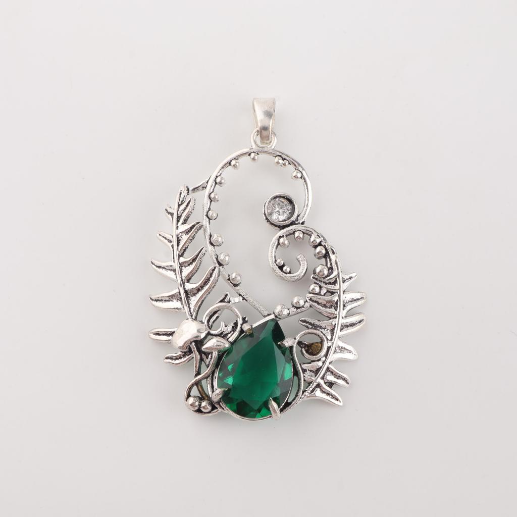 Piedra Preciosa Diópsido de Cromo Plata de Ley 925 Colgante para Fiesta 1.8" Joyería para Mujer CP-42-3