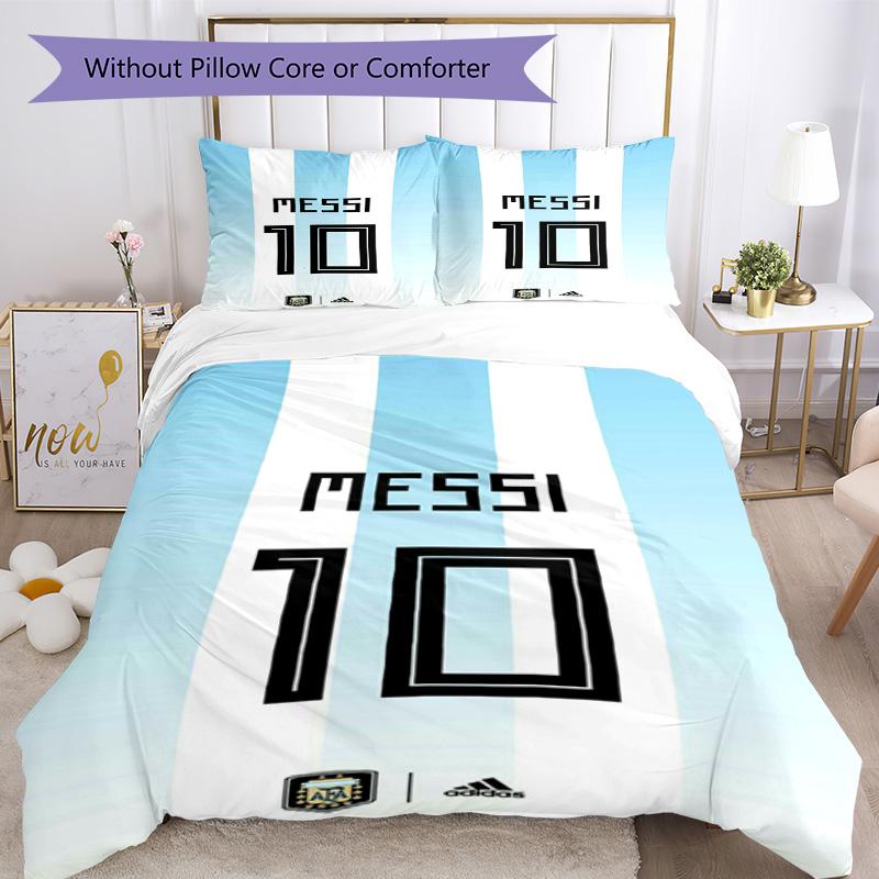 Football Messi Duvet Cover Set Design for Playroom Machine Washable Christmas Gift