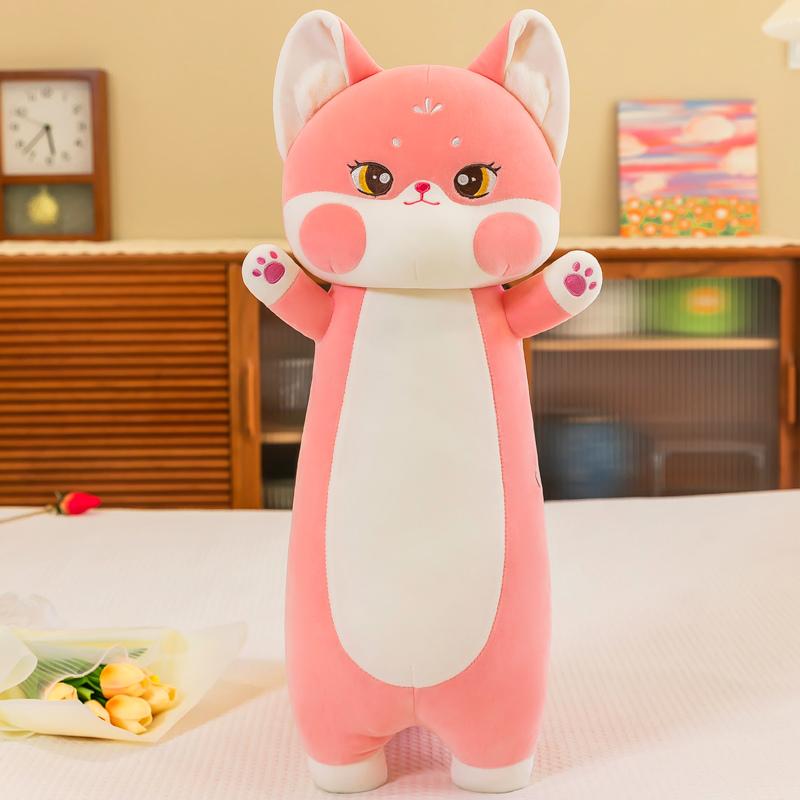 70-130cm  Kawaii Cat Red Fox Plush Toy Soft Animal Toys Stuffed Cat Long Pillow Cushion Birthday Gifts