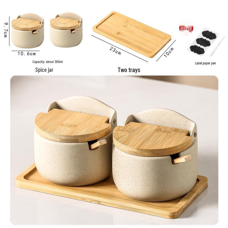 Japanese Retro Ceramic Spice Jar Set for Kitchen and Restaurant Storage