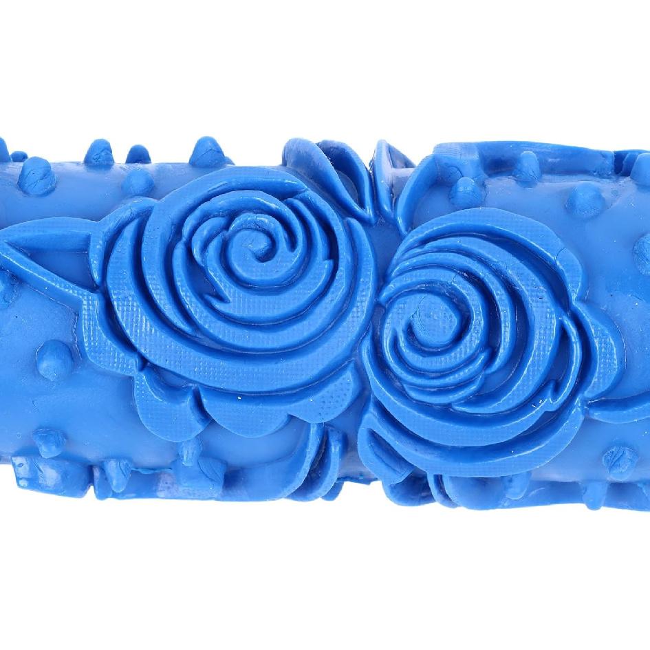 Yosoo 5in Rubber Pattern Paint Roller DIY Beautiful Patterns Art Texture Roller for Wall Ceiling Furniture Washable Reusable Blue (ZZ0077 Flower)