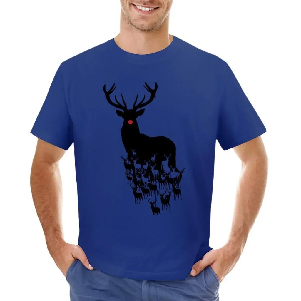 Rudolph the Red Nosed Reindeer Pattern T-shirt Tees Funnys Big and Tall T Shirts for Men