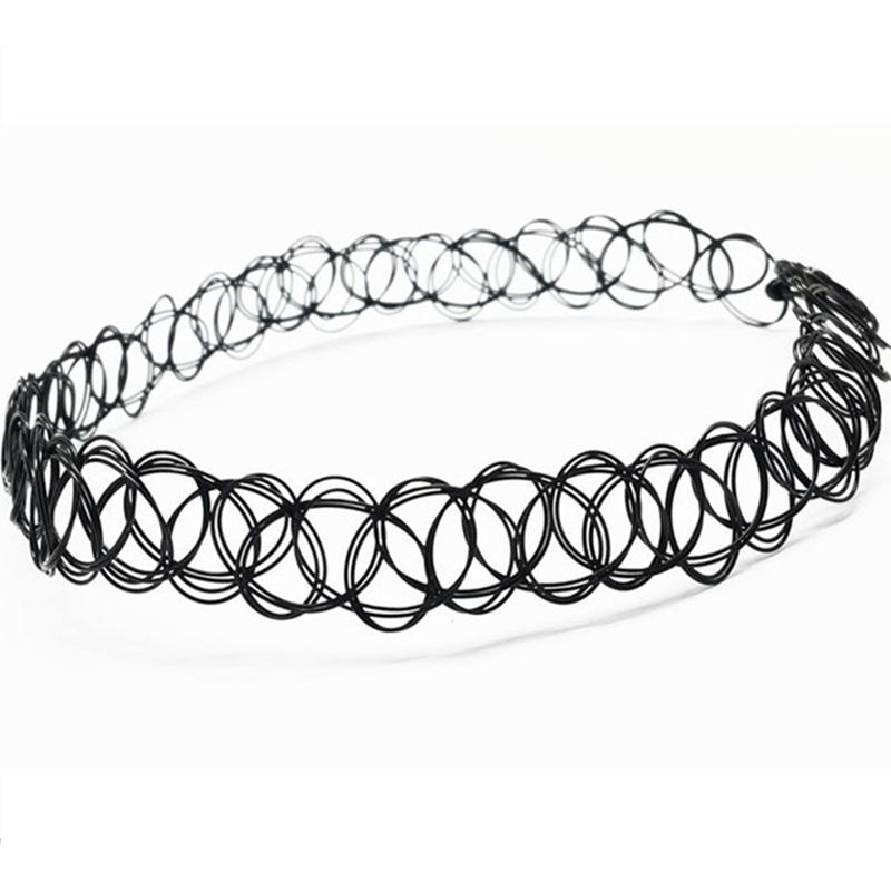 4pc Punk Stretch Tattoo Choker Women Vintage Elastic Black Tattoo Necklace Jewelry Wedding Party Girls Gift