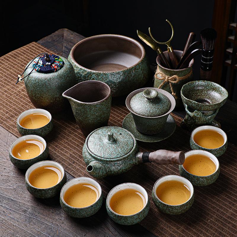 

Японський стиль грубої кераміки чайний набір Кунг-фу, для домашнього використання, повний набір для офісних гостей, ретро керамічний чайник кришка чашка