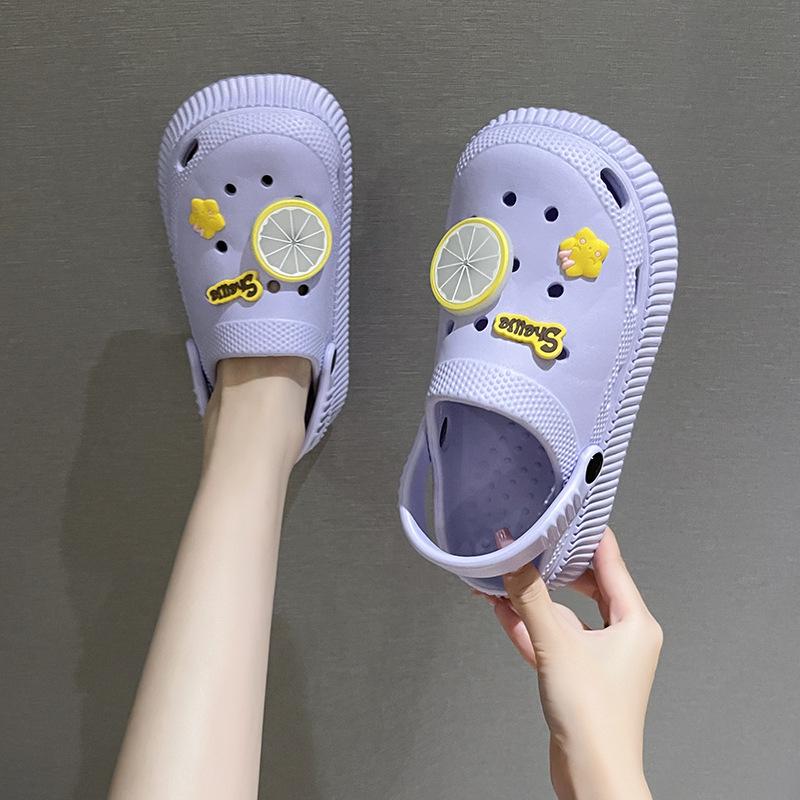 

Туфли с отверстиями женские новые летние сандалии с толстой подошвой, увеличивающие рост, сандалии с мешком на голову, большие размеры, симпатичные тапочки с мягкой подошвой 41 фиолетовый