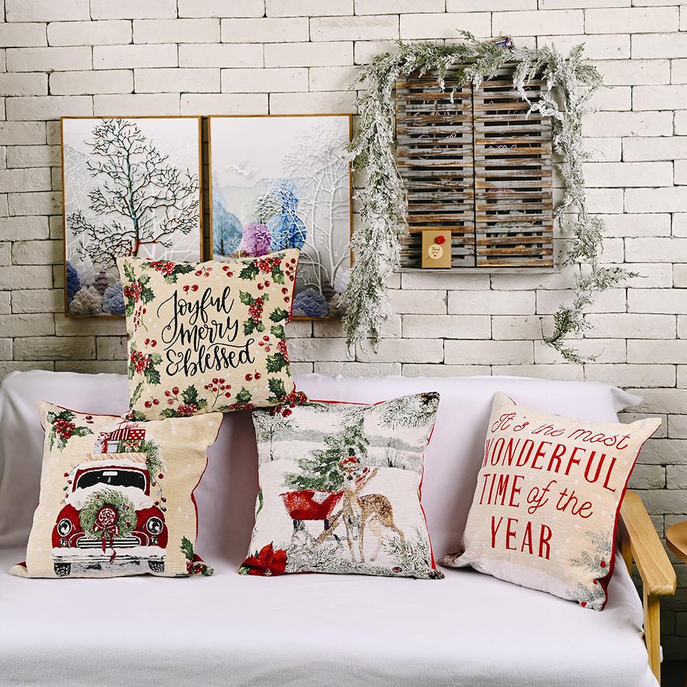 Cozy Christmas Decorative Pillow Cover With Rustic Knit Design For Festive Atmosphere