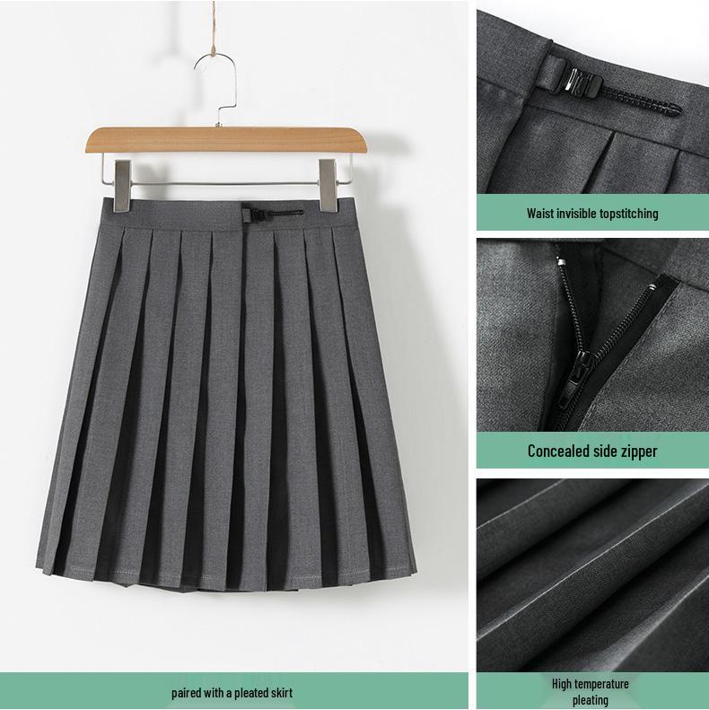 Autentický japonský šedý námořnický oblek pro dívky (JK) se skládanou sukní