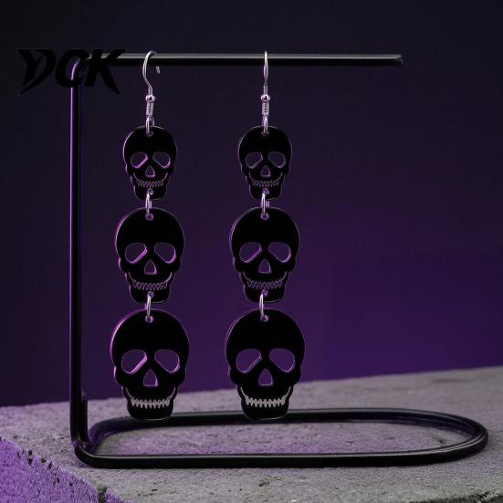 Lightweight Bat Pumpkin Skeleton Dangle Jewelry 1 Pair Halloween Earrings for Women, Acrylic Gothic Earrings, Creative Printed Spooky Drop Party