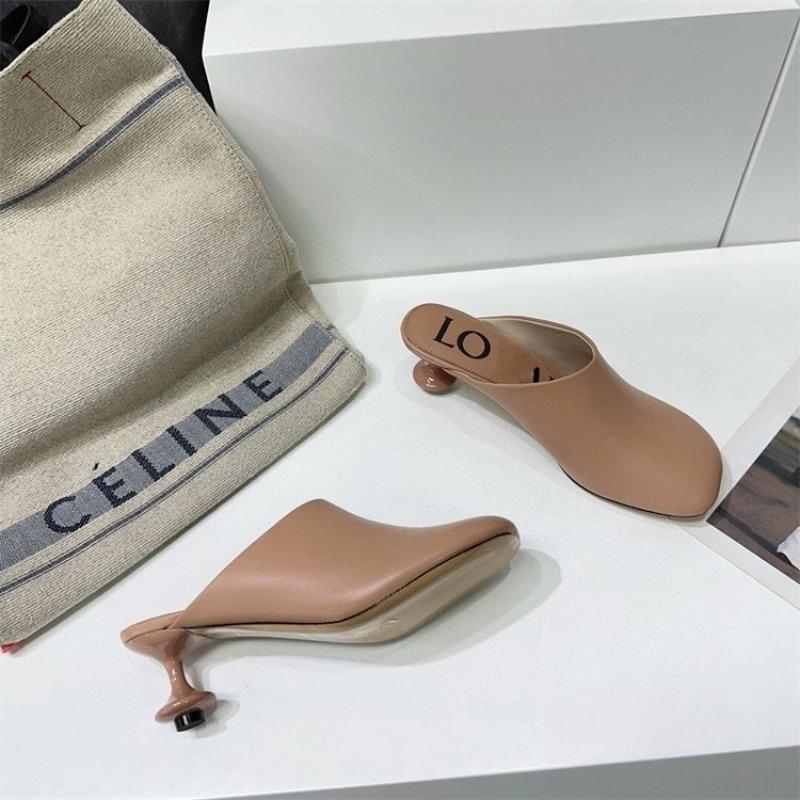 Custom Irregular Low Heels Shoes Women Round Toe Slippers Slip On Dress Sandals Office Ladies Causal Mules