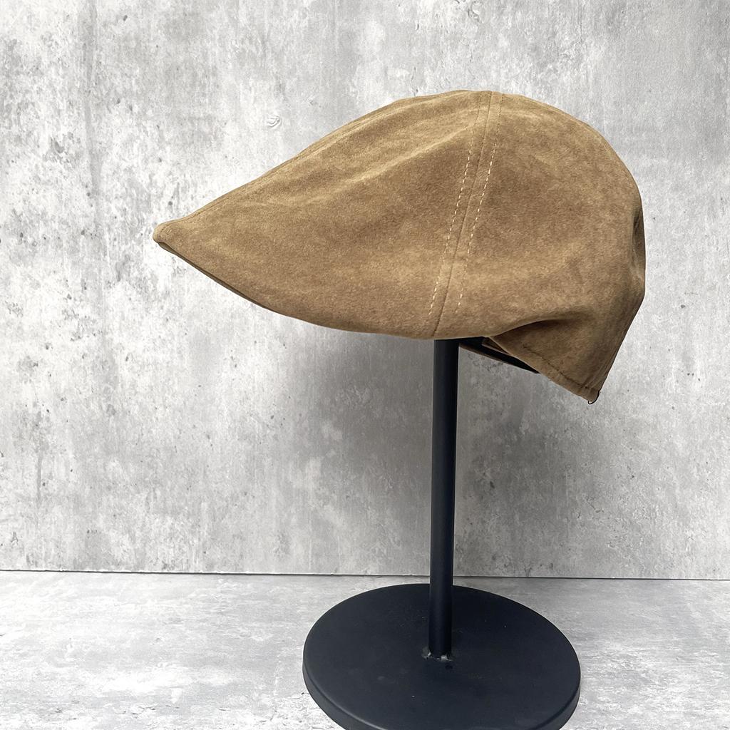 Deepened Version Of The Face Small Suede Texture Forward Hat Women'S 25 Beret Vintage British Newsboy Hat