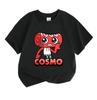 Kids Boys Girls 100% Cotton Short Sleeve O-neck T-shirt, Cute Red Cartoon Confused Character Printed Casual Soft Breathable Tee Top for Daily Wear Par