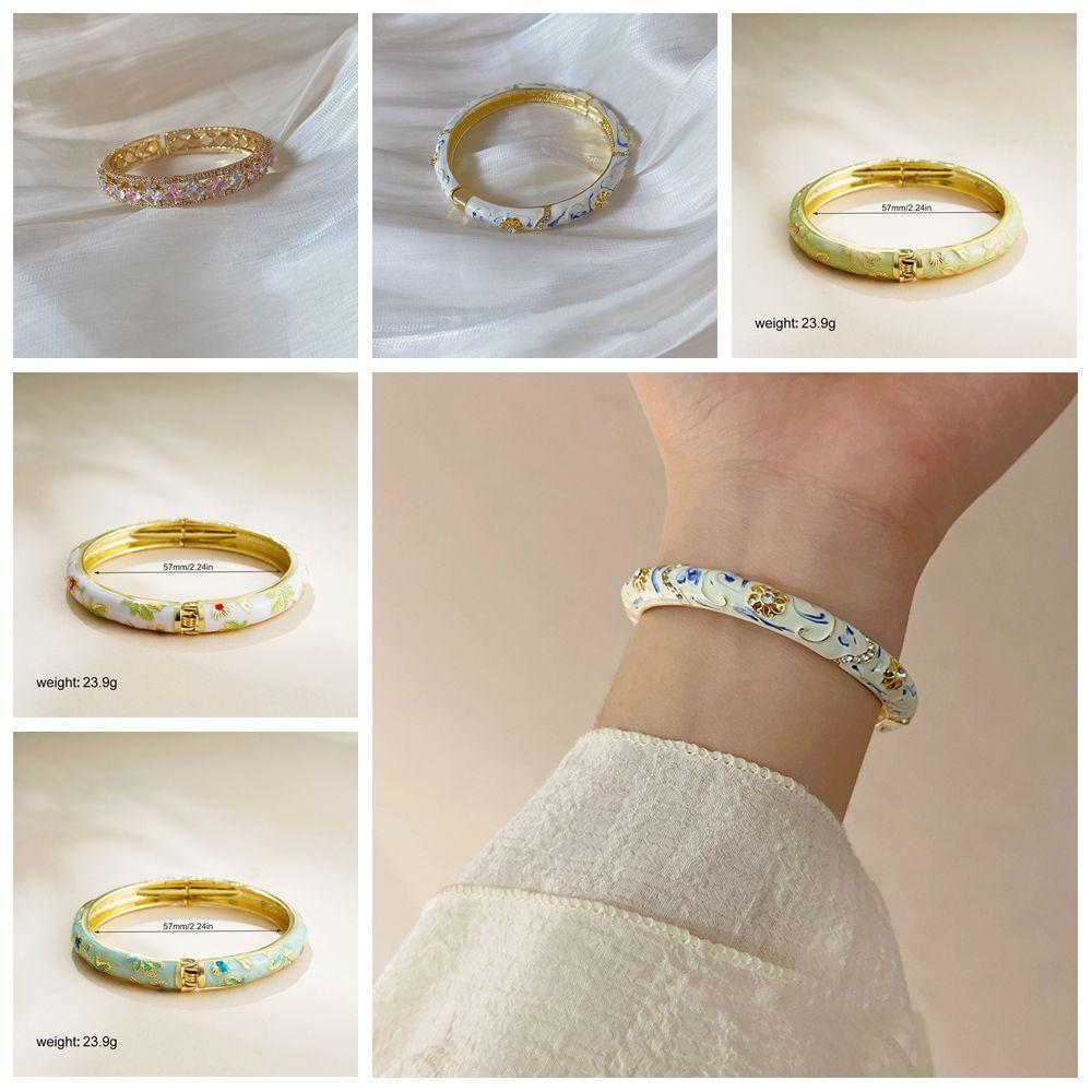 Traditional Hollow Out Flower Bangle Chinese Women's Hand Bracelet  Jewelry Gifts