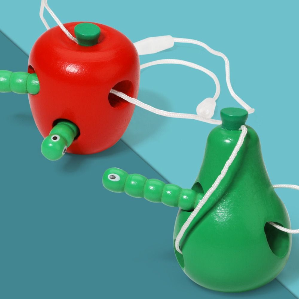 Worm Eat Fruit Worm Eat Fruit Educational Toy Pear Pear Funny Wooden Threading Toys  Toy Gifts