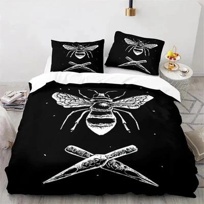 2/3-delige dekbedset (Geen kern), Beddengoedset met bijenpatroon, Dekbedovertrek en kussenslopen voor jongens en meisjes, Tweepersoonsbedmaat, Slaapkamerdecoratie