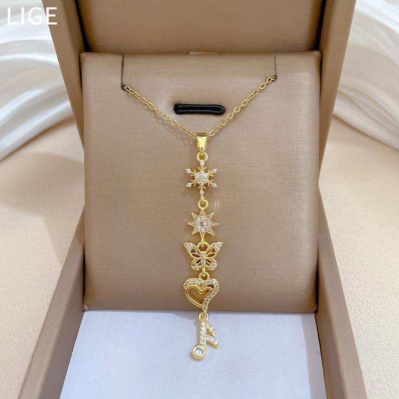 Women s Versatile Snowflake Butterfly Palace Style Necklace B134