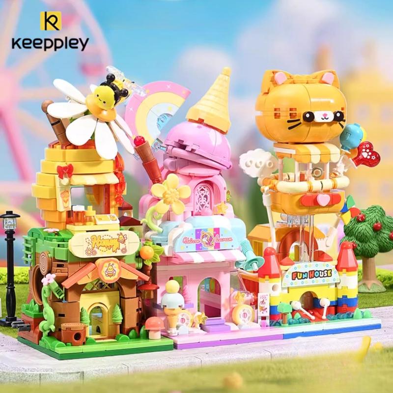 New Keeppley Colorful Street View Building Blocks Toy Cartoon Fantasy Fairy Tale Town Desktop Decoration Girl Birthday Gift