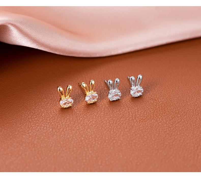 Banyan Tree S925 Silver Zircon Rabbit Earrings - Elegant, High-End Diamond Design for Women