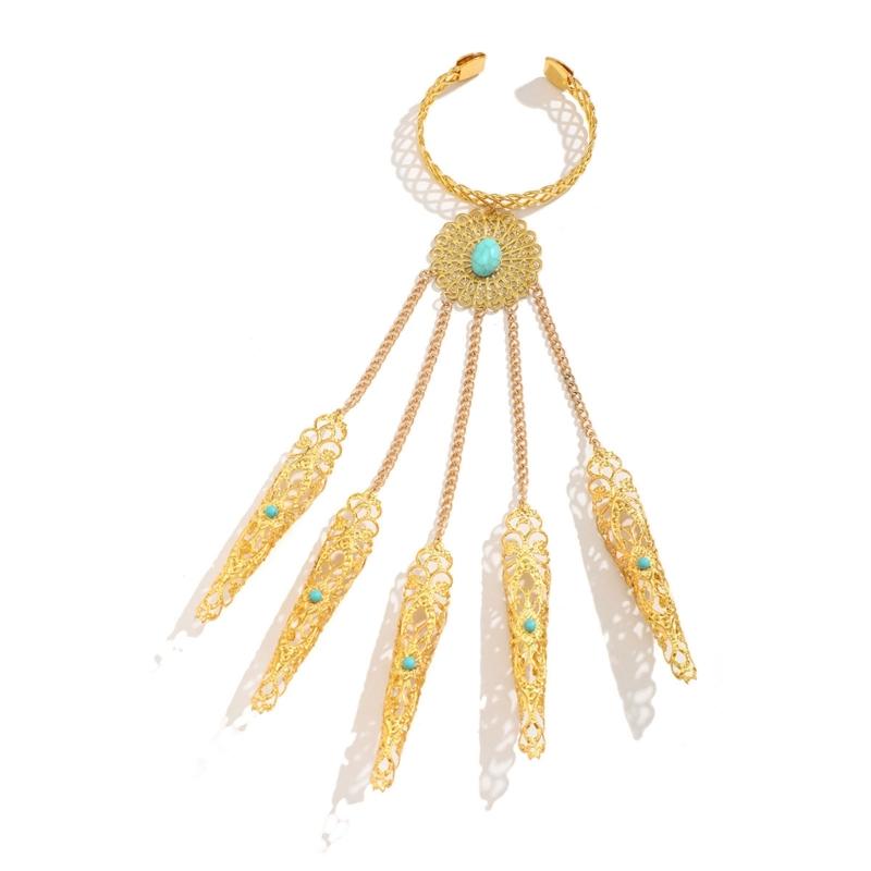 Ancient Queen Bracelet with Finger Nails Tip Claw Rings Belly Dance Hand Chain Jewelry Chain Finger Rings Bracelet Women
