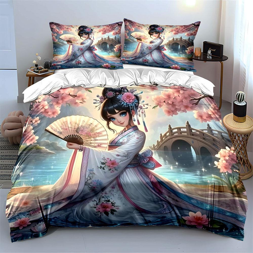 Traditional Hanfu Set - Elegant Style Multiple Sizes Kid'S And Adults' Bedroom Exquisite 3Pc Bedding Set, Gift