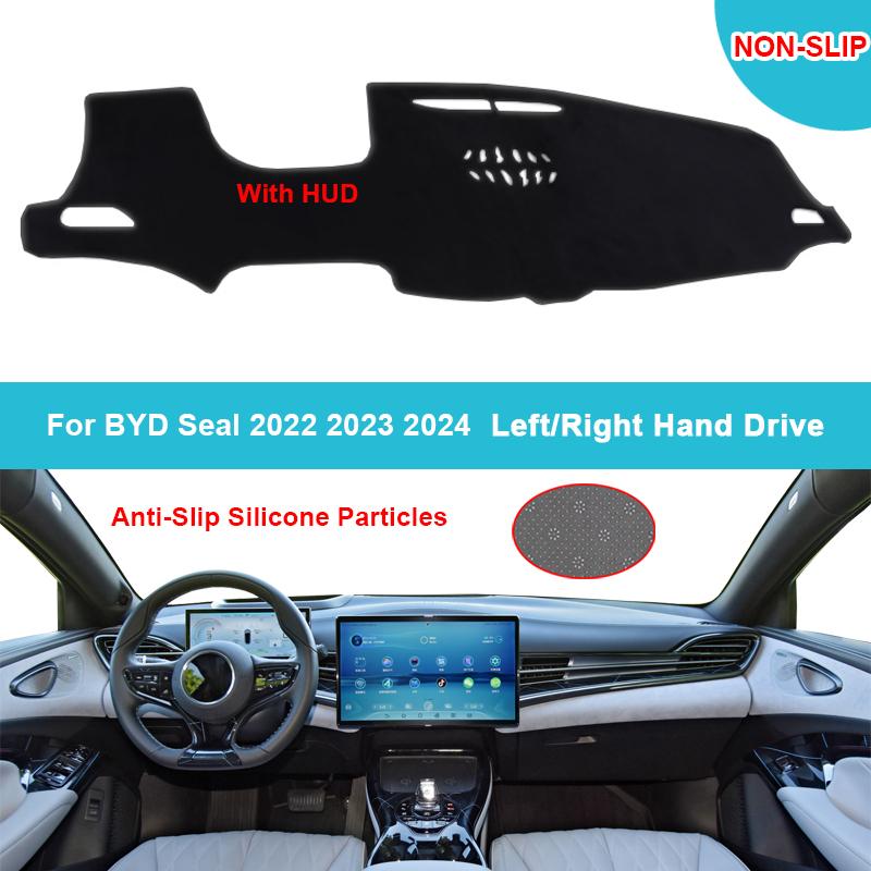 Car Auto Dashboard Cover DashMat for BYD Seal   2024 with HUD Flannel Suede Polyester Carpet Cape Protector Sun Shade