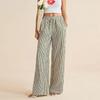 Women's Autumn New Striped Loose High Waist Wide-leg Pants Straight Elastic Waist Versatile Casual Pants