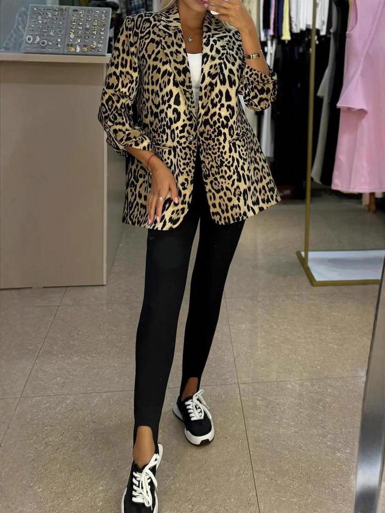 Women's Autumn 2025 Leopard Print Slimming Jacket Suit