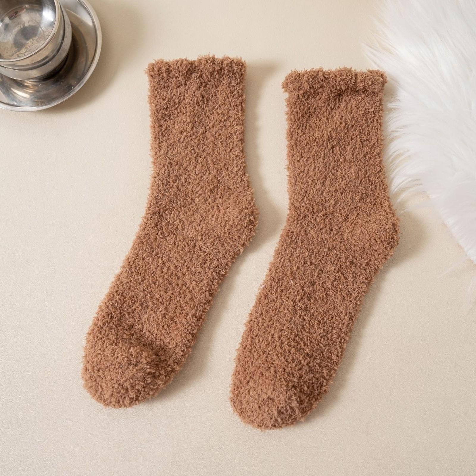 

Женские носки без волос кораллового бархата, теплые носки для ног, плюс плюшевые спальные носки One Size