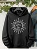 Unisex Fall Autumn Sun And Moon Celestial Graphic Hoodie Hooded Sweatshirt Printed Casual Top for Daily Wear Weekend Travel