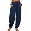 Women's High Waist Harem Pants Loose Fit Trousers Solid Cotton Casual Spring Elastic Waist Long Jogger Pants