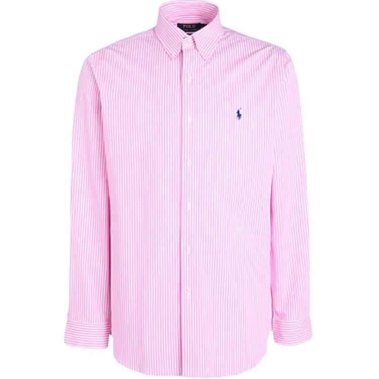 

Polo Ralph Lauren Рубашка мужская поплин в полоску с вышивкой пони, с длинным рукавом, розовая 712818501-001 L