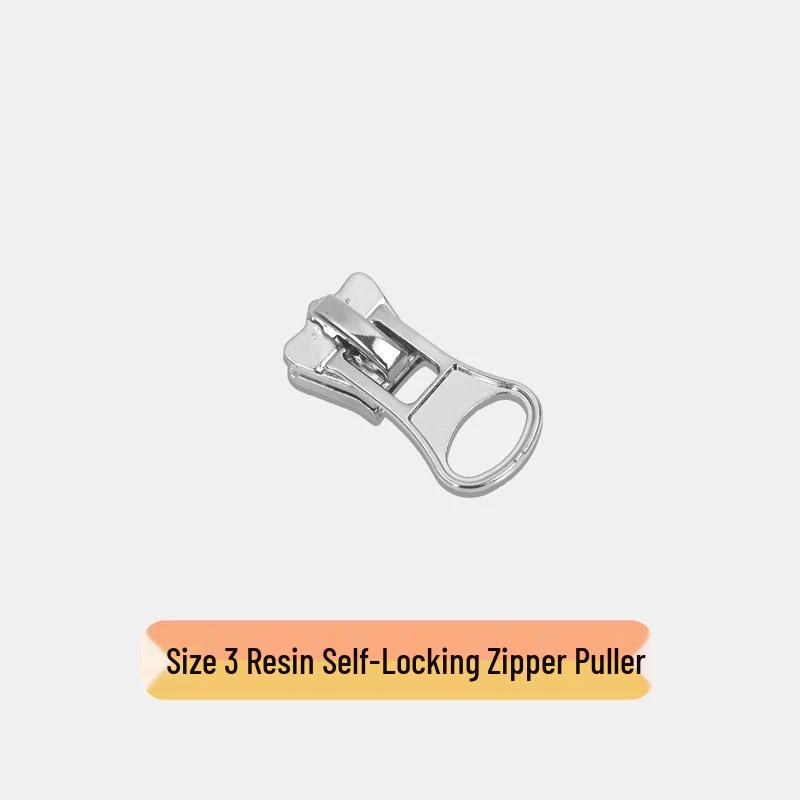 Resin Zipper with Disc Bottom Puller, Size 3/5/8, Self-Locking Zinc Alloy, Thickened Puller In Stock