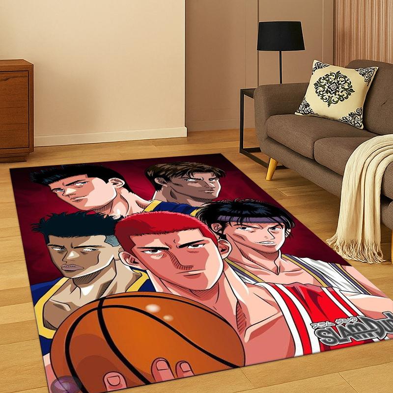 Cartoon Slam Dunk Basketball Anime Carpet Rug for Bedroom Living Room Sofa Playroom Doormat Home Decor,Kid Area Rug Non-slip