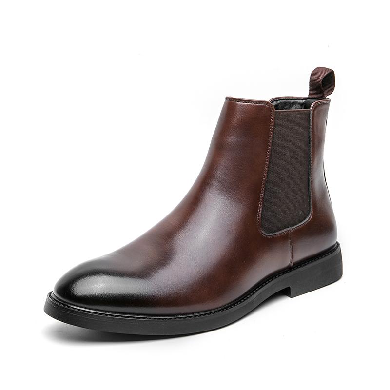 Fashion Autumn Brand Men's Breathable Chelsea Leather Boots British Style Men's Comfortable Pointed Toe Knight Boots Short Horse Boots