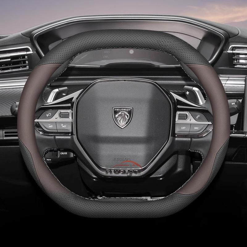 35cm 38cm Leather Car Steering Wheel Cover for Peugeot 5008 408 308 Rifter e-Expert Expert e-Traveller Landtrek Accessories