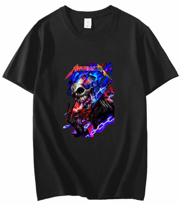 Unisex Metallic Band Retro Metal Ready Hell Tour Black T-Shirt WoUnisex Tops T-Shirt Harajuku Casual MEOWTALLICA Top Unisex