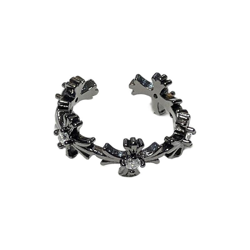 Cross Dark Premium Light Luxury Open Ring Set Cold Wind Zircon Love Bow Ring