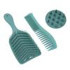 Hair Brush Comb Set Silicone Portable Detangler Hair Comb Set for Wet Dry Curly Hair Green