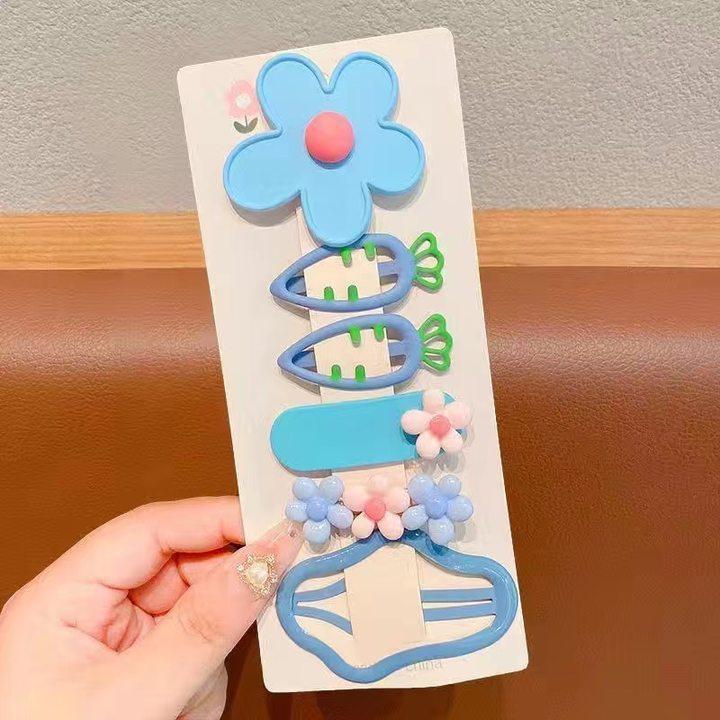 6Pcs/Set Colorful Flower Hair Clips Korean Cloud Cute Cartoon Girls Hairpins Sweet Baby BB Clip Barrettes Kids Hair Accessories