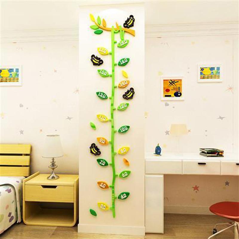 Adesivi per misurare l'altezza del bambino con motivo a cartoni animati stereo 3D, per la cameretta dei bambini, per la decorazione della parete dell'asilo, per la casa