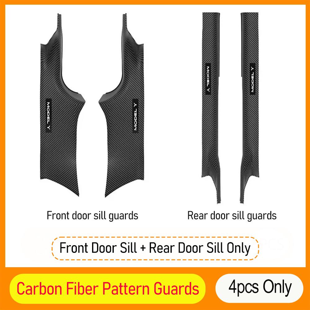 4 8PCS Door Sill Protector for 2026 2026 Tesla Model Y Juniper Door Sill Guards Anti-Kick Door Entry Cover Pads Mats Accessories