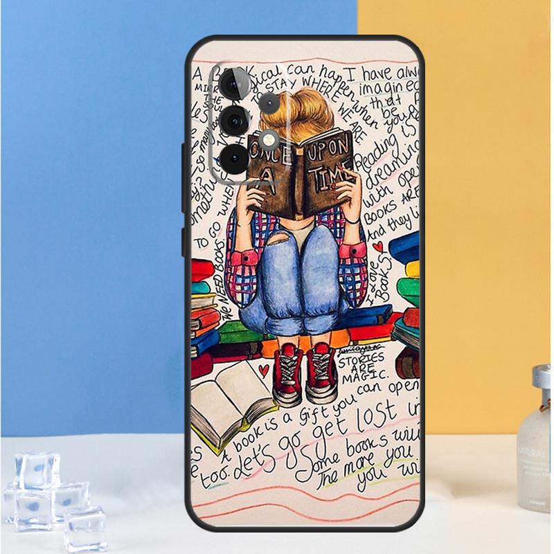 Read Books illustration For Samsung Galaxy A16 A26 A36 A56 A13 A33 A53 A05 A06 A54 A34 A14 A32 A52 A55 A35 A15 Case