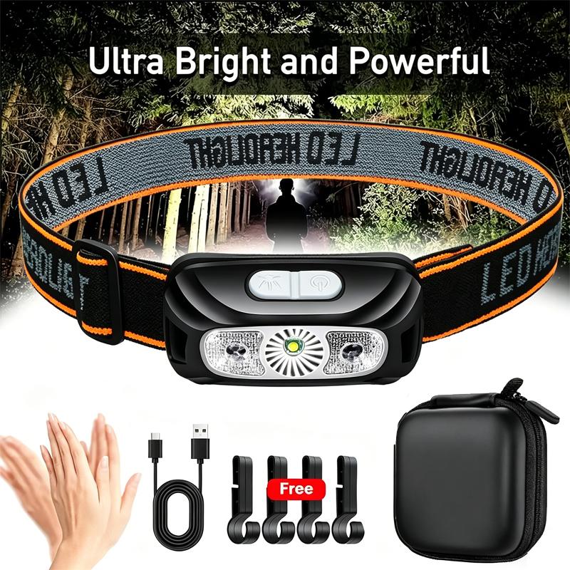 Starke Licht Stirnlampe Tragbare LED Sensor Stirnlampe USB Wiederaufladbare Kopf Taschenlampe Outdoor Camping Angeln Notlaterne