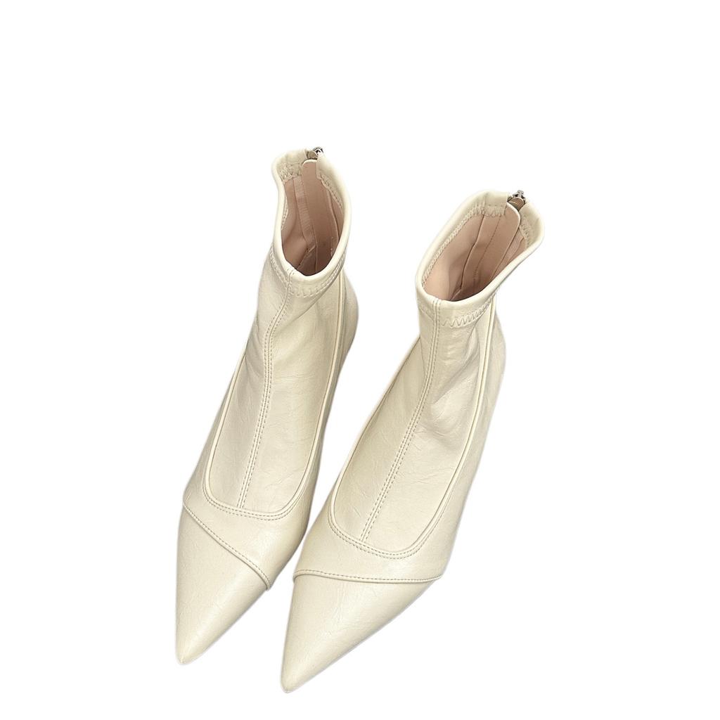 European and American style, thin pointed temperament, versatile high-heeled short boots