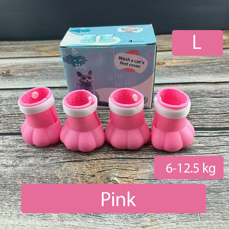 Cat Claw Protector Bath Feeding Bathing Shoes Foot Cover Anti-Scratch for Cats Pet Grooming Silicone Paw Nail Cover Boots
