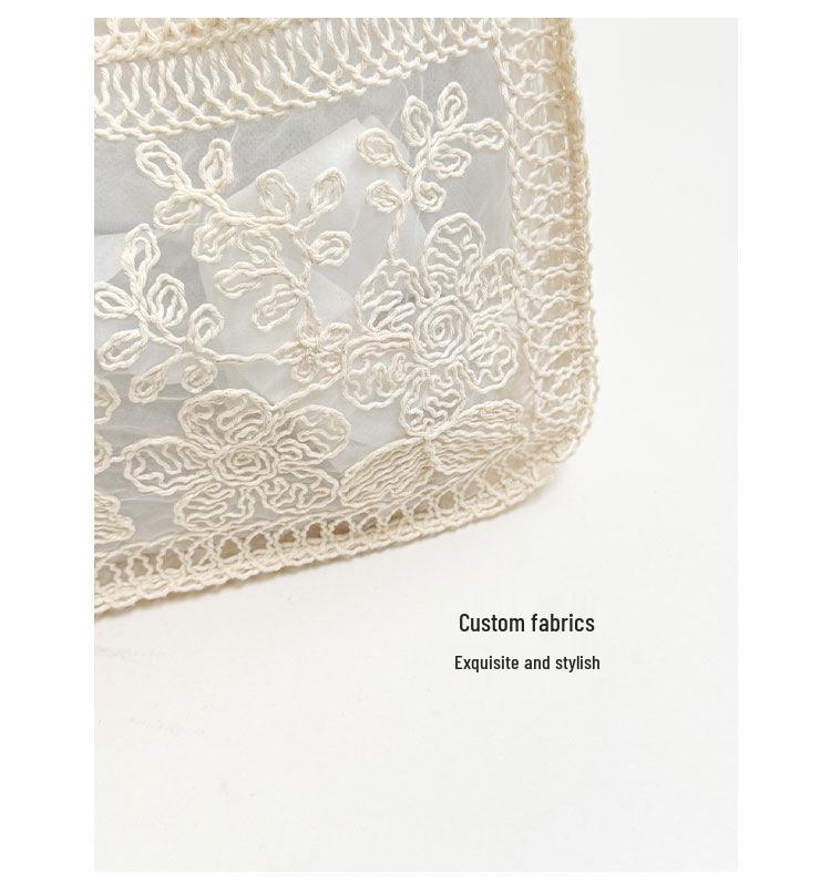 2026 Spring/Summer Lace Flower Mesh Tote: Women's Large-Capacity Artistic Beach Shoulder Bag